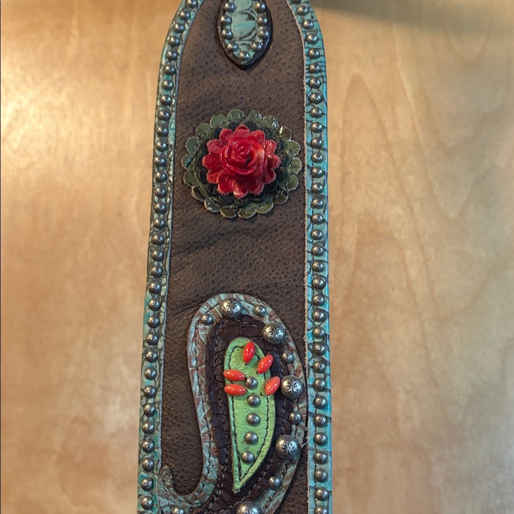 Double J Saddlery Brown Bomber and Gator Print Belt; 42”